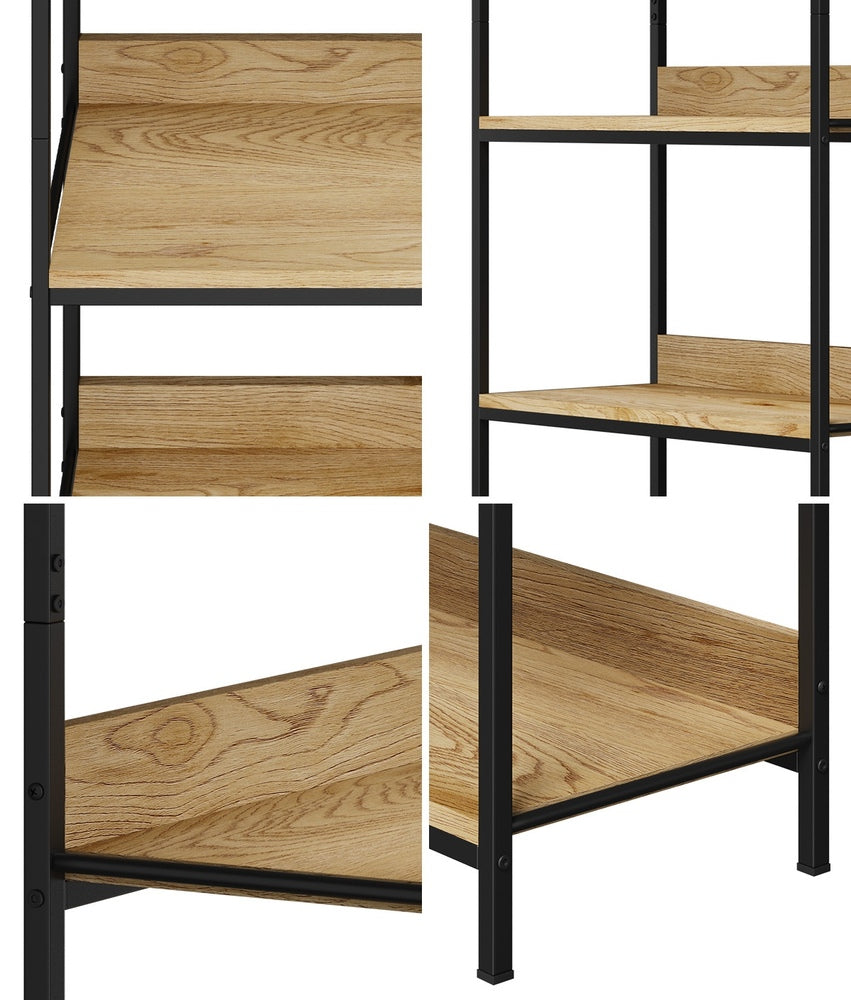 Display Shelf 5 Tier Storage Shelves Black&Natural