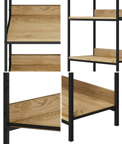 Display Shelf 5 Tier Storage Shelves Black&Natural