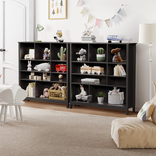 Bookshelf Bookcase Display Shelf 4-Tier Storage Cabinet Black