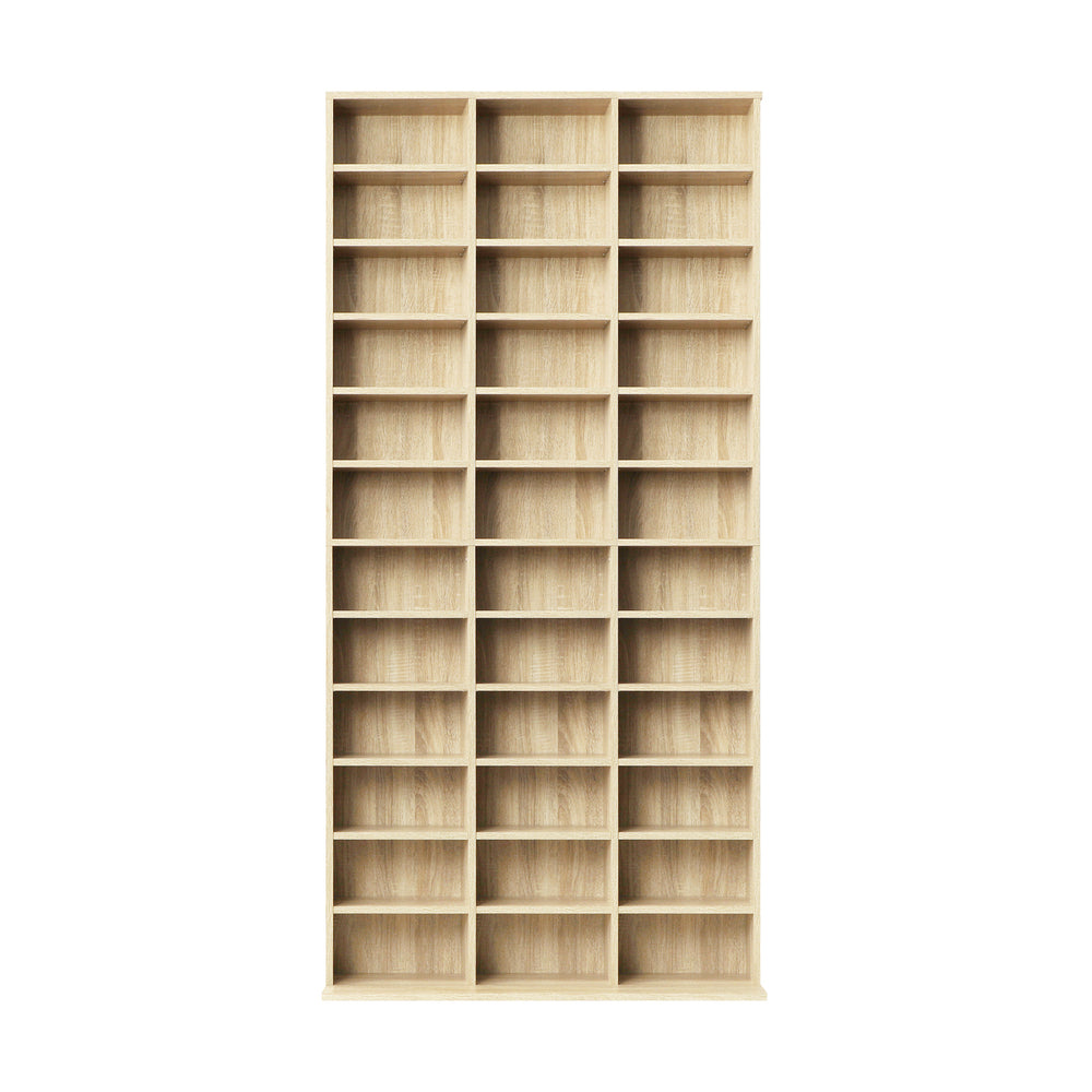 Media Storage Bookshelf Wooden Bookcase 36-Shelf Natural 95x24x194.5cm