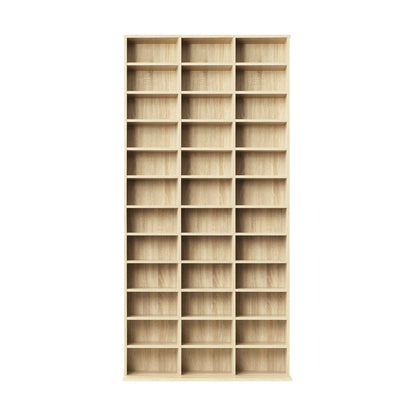 Media Storage Bookshelf Wooden Bookcase 36-Shelf Natural 95x24x194.5cm
