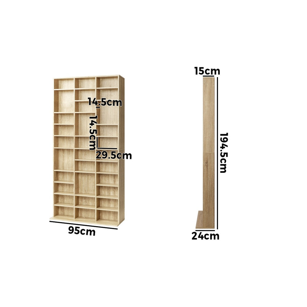 Media Storage Bookshelf Wooden Bookcase 36-Shelf Natural 95x24x194.5cm