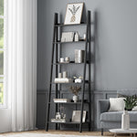 Corner Ladder Shelf 6-Tier Display Rack Black