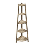 Corner Ladder Shelf 5 Tier Display Stand Bookshelf Natural