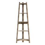 Corner Ladder Shelf 5 Tier Display Stand Bookshelf Natural