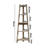 Corner Ladder Shelf 5 Tier Display Stand Bookshelf Natural