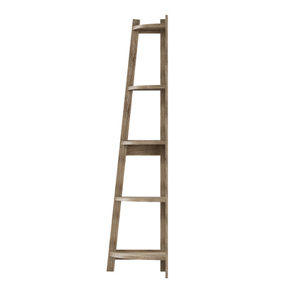Corner Ladder Shelf 5 Tier Display Stand Bookshelf Natural