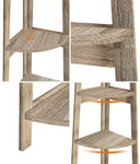 Corner Ladder Shelf 5 Tier Display Stand Bookshelf Natural