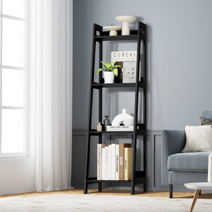 Display Shelf 4 Tier Corner Ladder Shelves Black