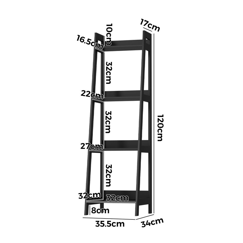 Display Shelf 4 Tier Corner Ladder Shelves Black