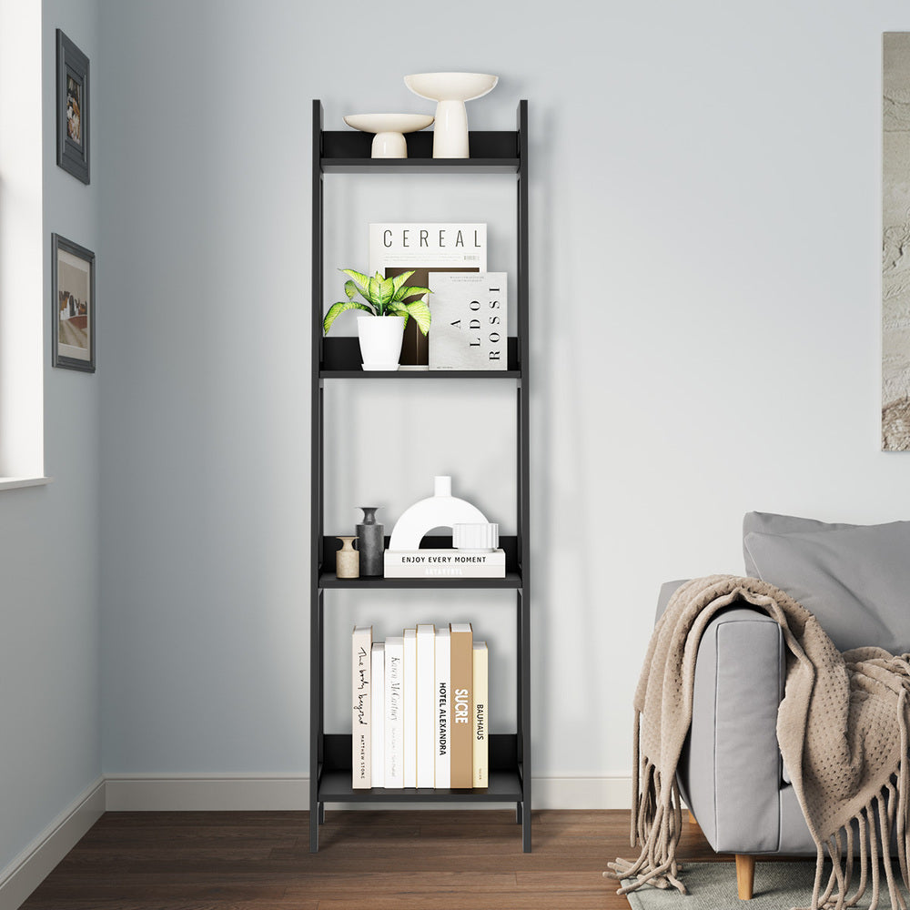 Display Shelf 4 Tier Corner Ladder Shelves Black