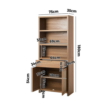 5-Tier Adjustable Display Shelf Bookcase Storage Cabinet Home Organizer