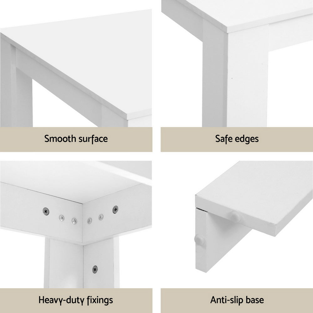 1 Dining Table and 4 Chairs Set White Wood