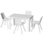 1 Dining Table and 4 Chairs Set Rectangle White