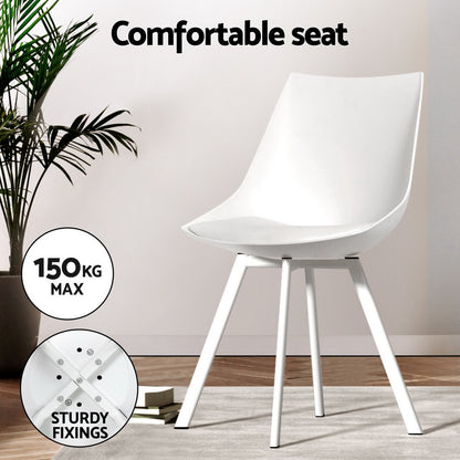 1 Dining Table and 4 Chairs Set Rectangle White