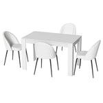 1 Dining Table and 4 Chairs Set White Sherpa