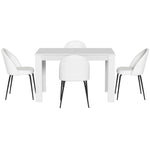 1 Dining Table and 4 Chairs Set White Sherpa