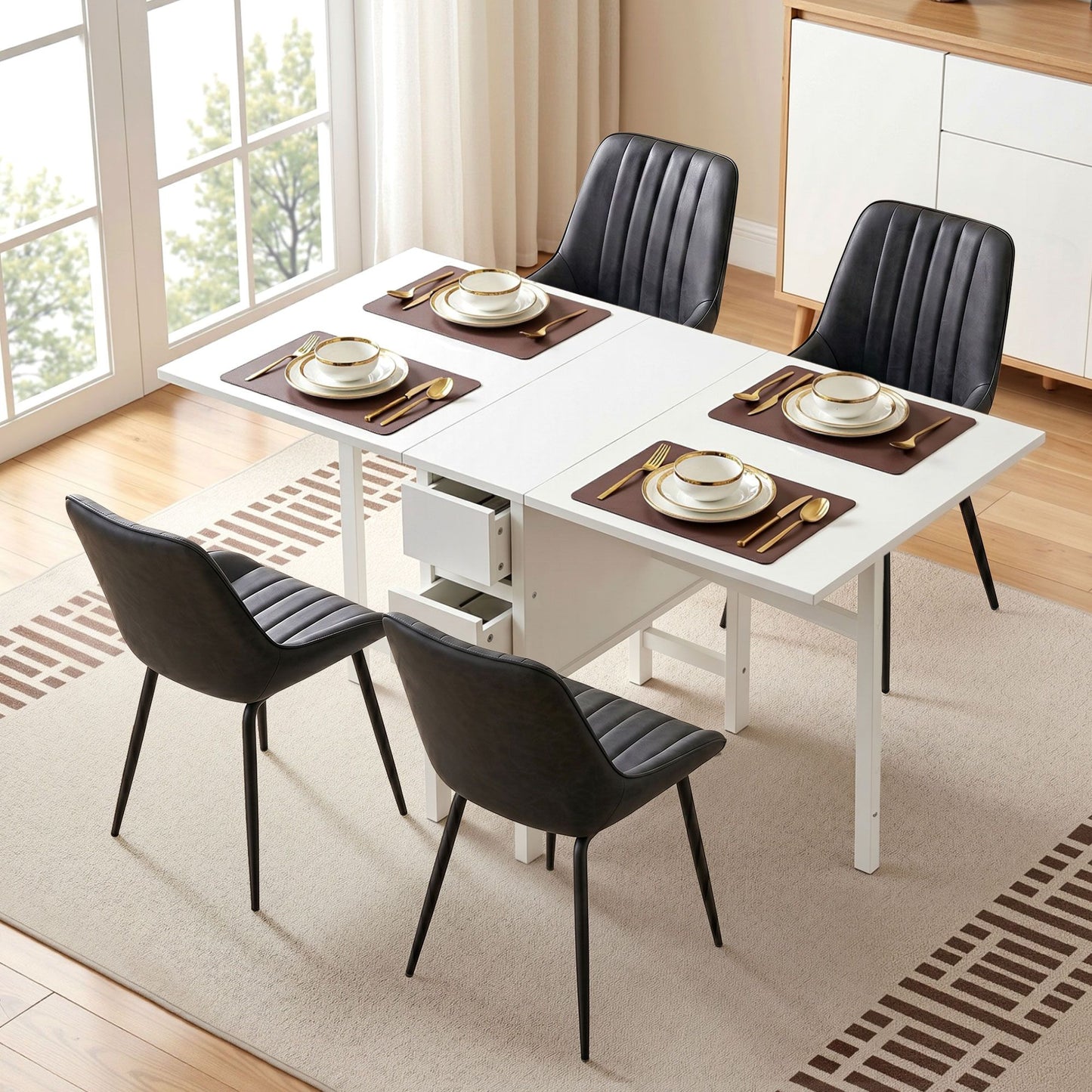 Foldable Dining Table Chair Set 5 Piece | HomeAndLiving - 5