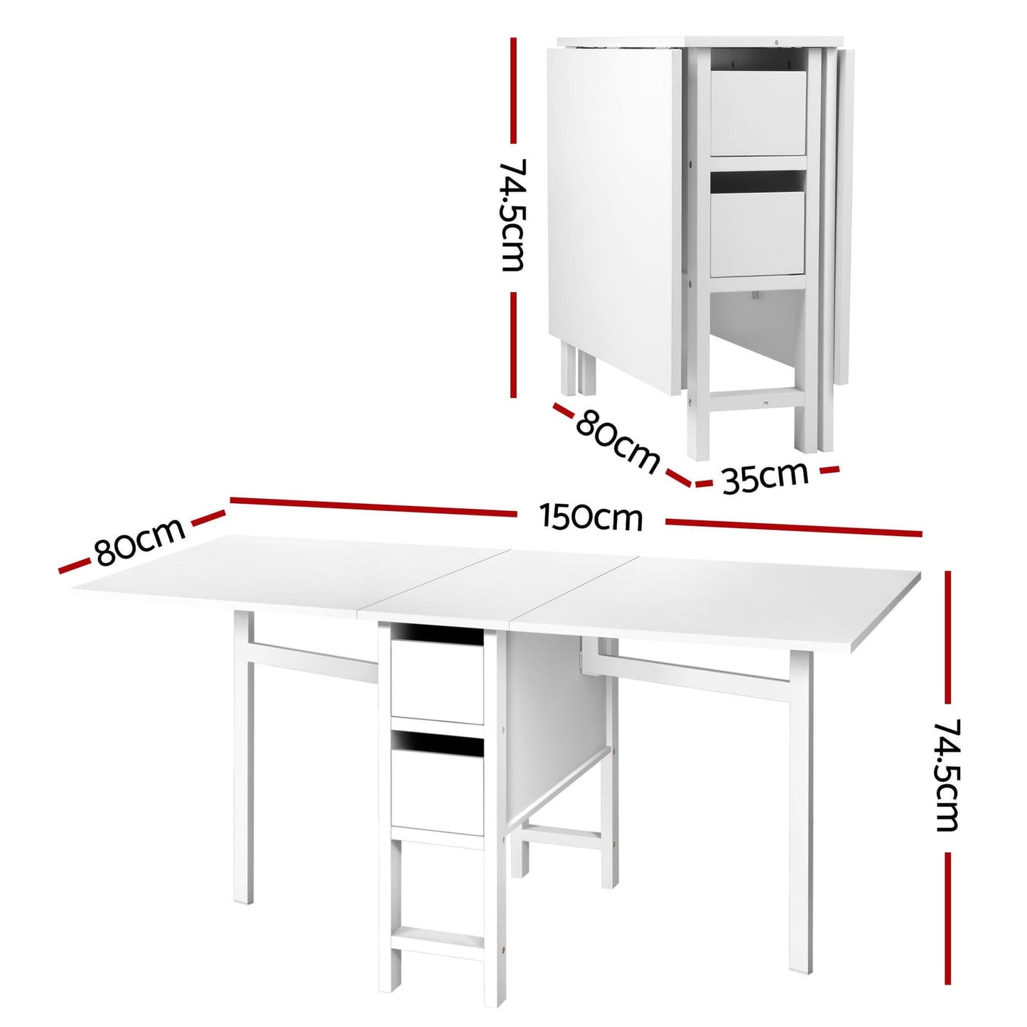 Dining Table Set Foldable 150x80x74.5cm