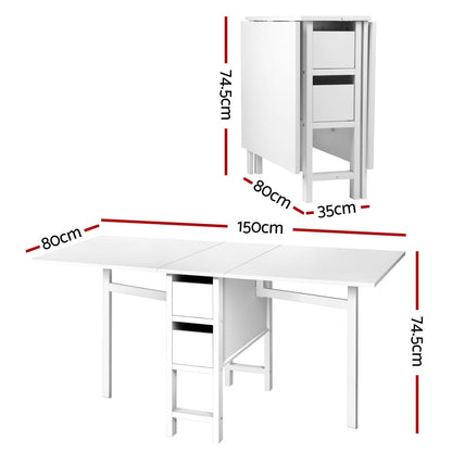 Dining Table Set Foldable 150x80x74.5cm