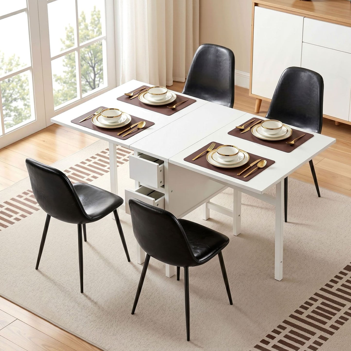 Dining Table Set Foldable 150x80x74.5cm