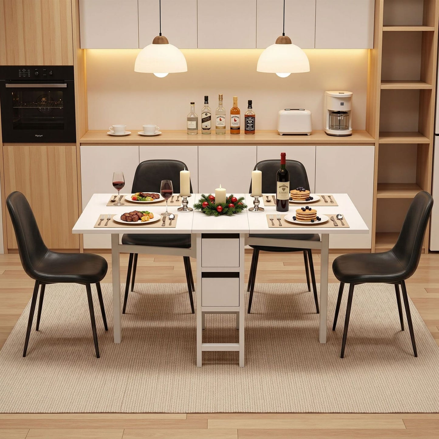 Dining Table Set Foldable 150x80x74.5cm