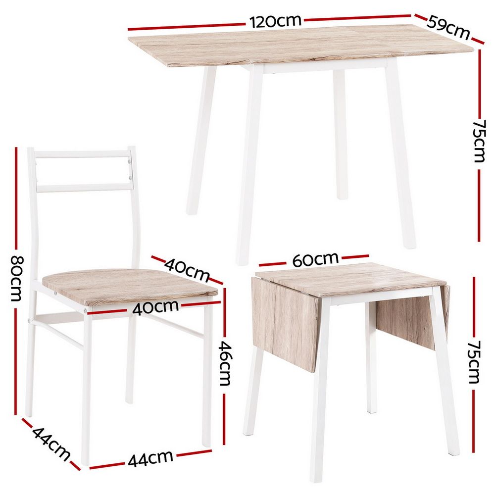 Dining Table And Chairs Set 5Pcs Foldable Kitchen Furniture Natural - 2