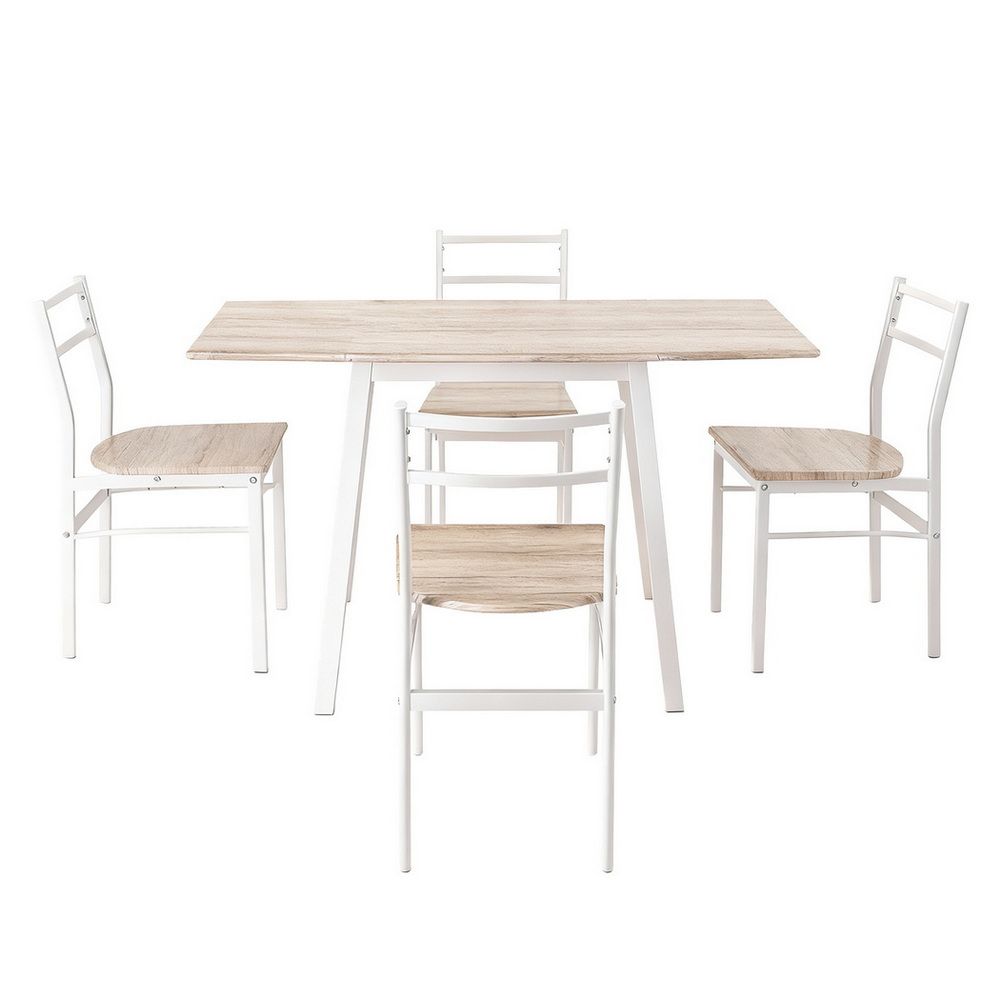 Dining Table And Chairs Set 5Pcs Foldable Kitchen Furniture Natural - 3