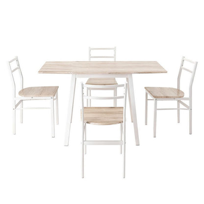 Dining Table And Chairs Set 5Pcs Foldable Kitchen Furniture Natural - 3