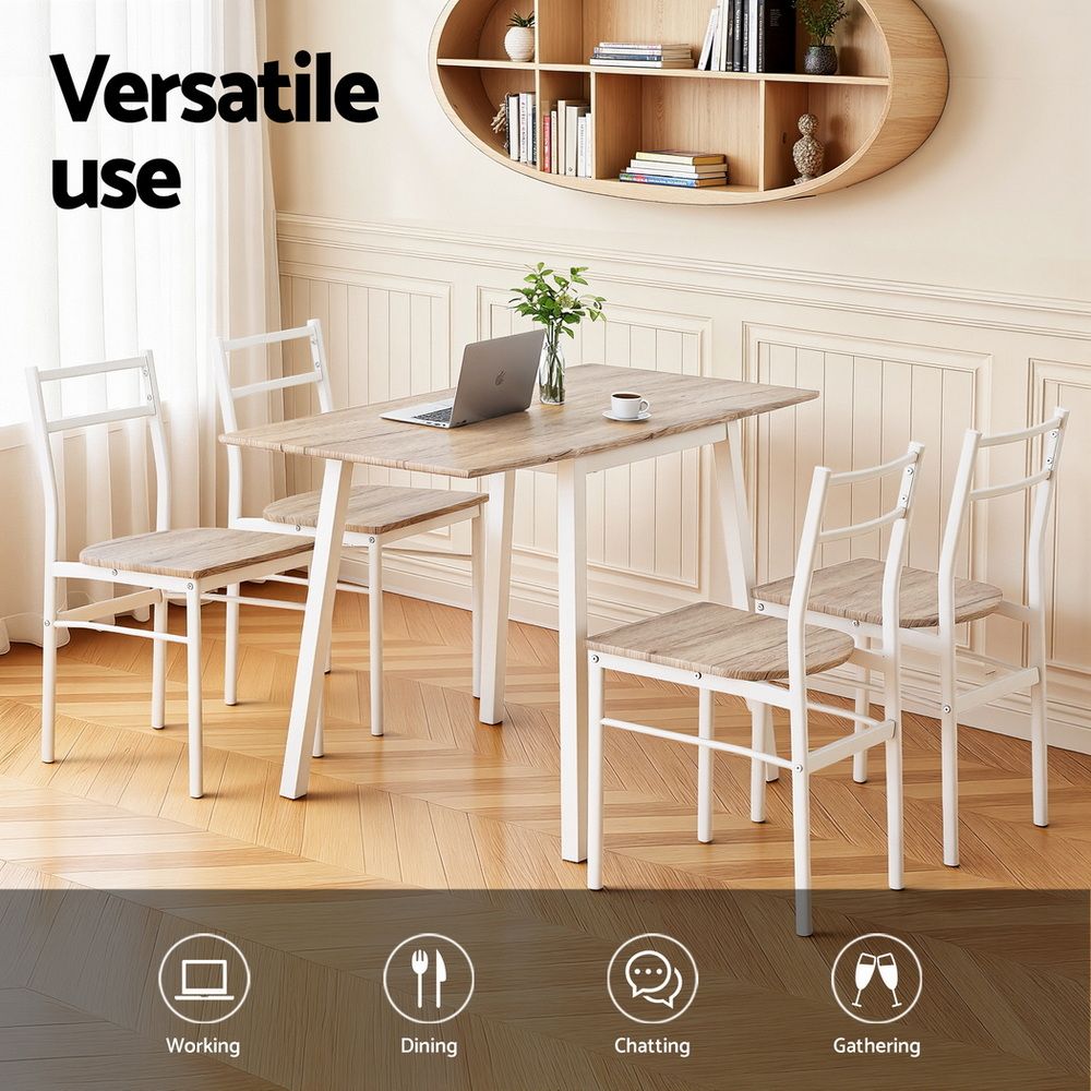 Dining Table And Chairs Set 5Pcs Foldable Kitchen Furniture Natural - 4