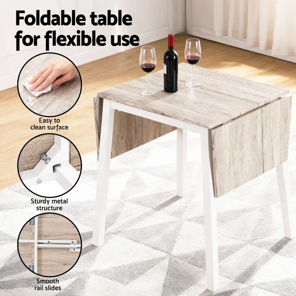 Dining Table And Chairs Set 5Pcs Foldable Kitchen Furniture Natural - 6
