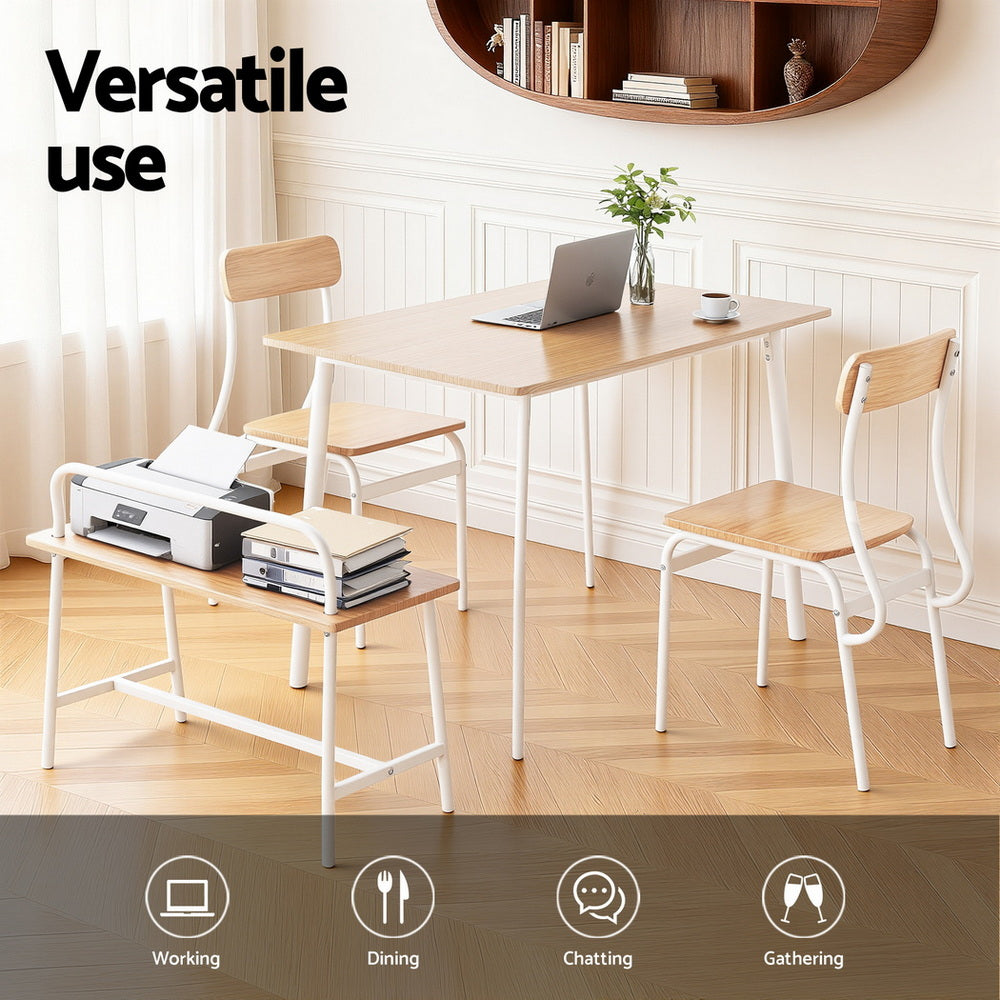 Dining Table And Chairs Set Of 4 Bench Kitchen Furniture Natural And