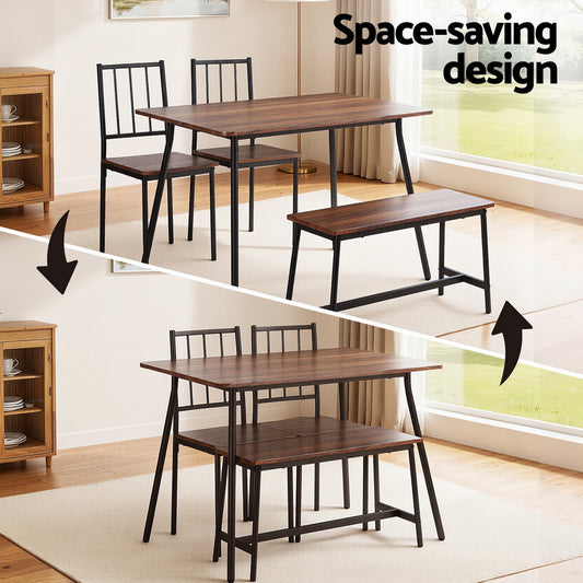 Dining Table And Chairs Set Of 4 Bench Kitchen Furniture Rustic