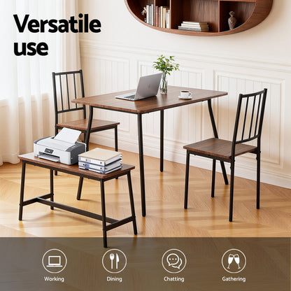 Dining Table And Chairs Set Of 4 Bench Kitchen Furniture Rustic