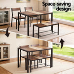 Dining Table And Chairs Set Of 4 Bench Kitchen Furniture Rustic Brown