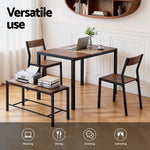 Dining Table And Chairs Set Of 4 Bench Kitchen Furniture Rustic Brown