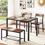 Dining Table And Chairs Set Of 4 Bench Kitchen Furniture Rustic Brown