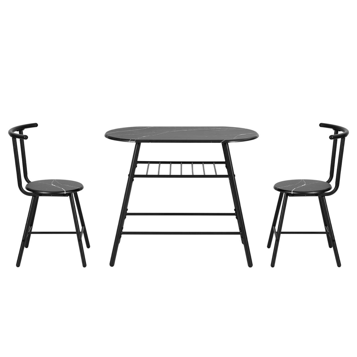 Marble Dining Set 3PC 89x50x75cm