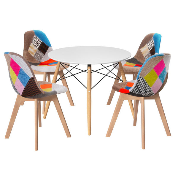  1 Dining Table and 4 Chairs Set DSW White