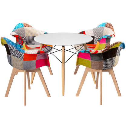 1 Dining Table and 4 Chairs Set DSW White