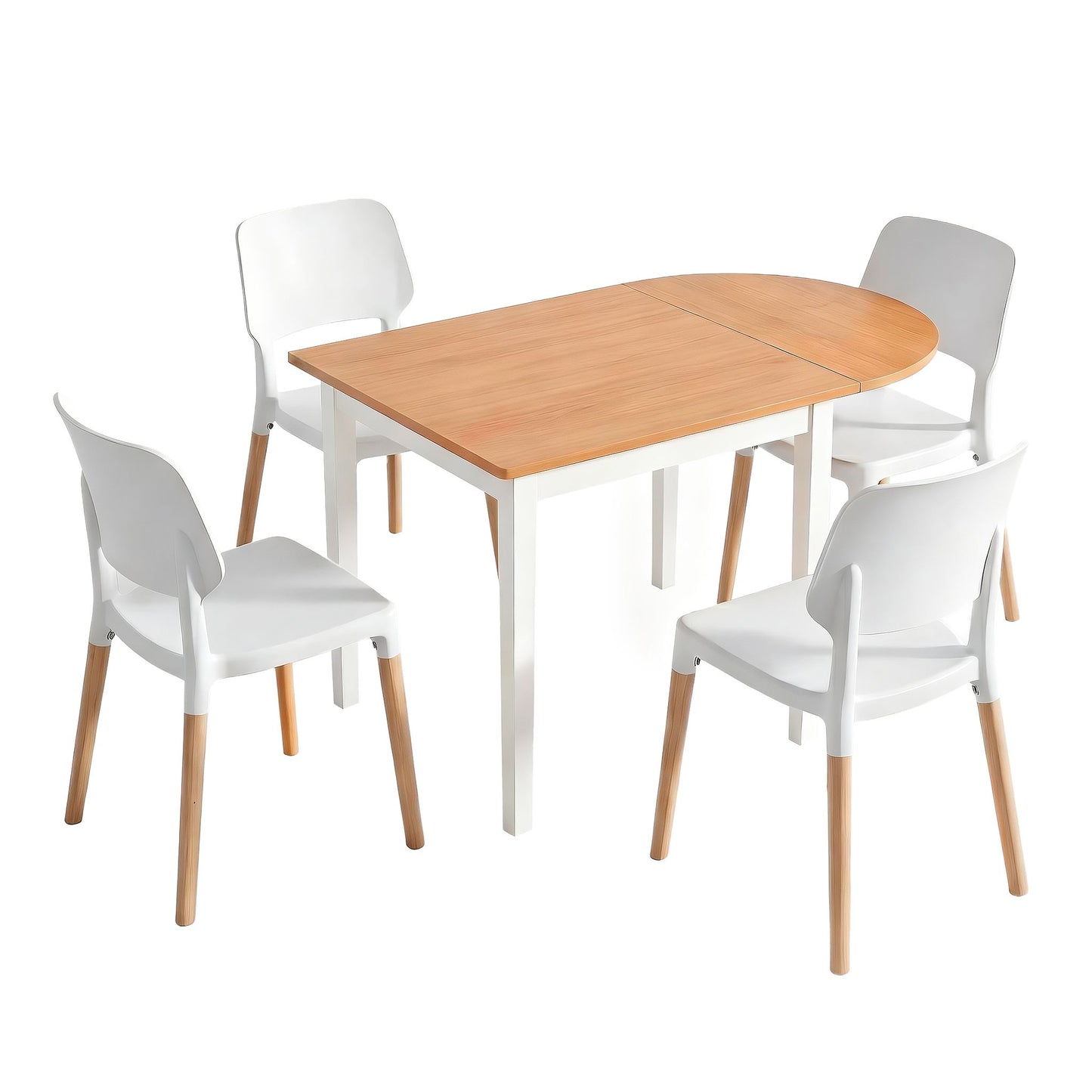Drop-Leaf Dining Table 4 Chairs Set 5pc | HomeAndLiving