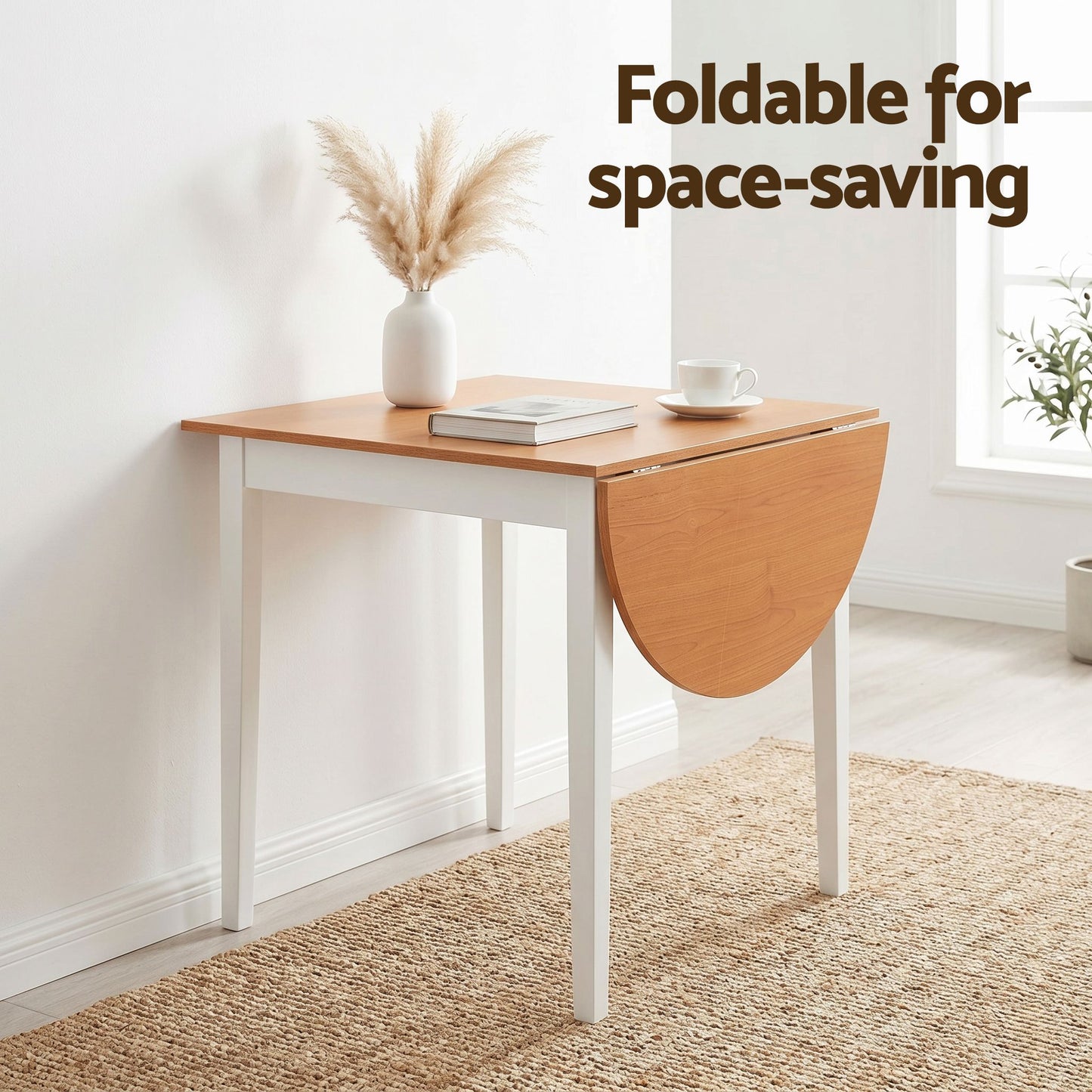 Drop-Leaf Dining Table 4 Chairs Set 5pc | HomeAndLiving