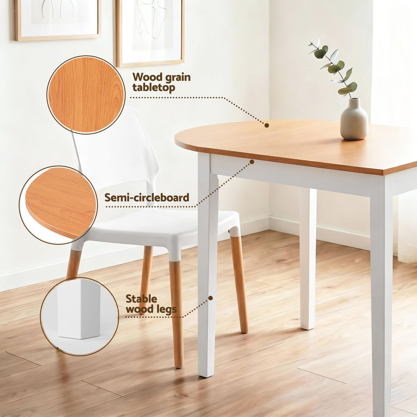 Drop-Leaf Dining Table 4 Chairs Set 5pc | HomeAndLiving