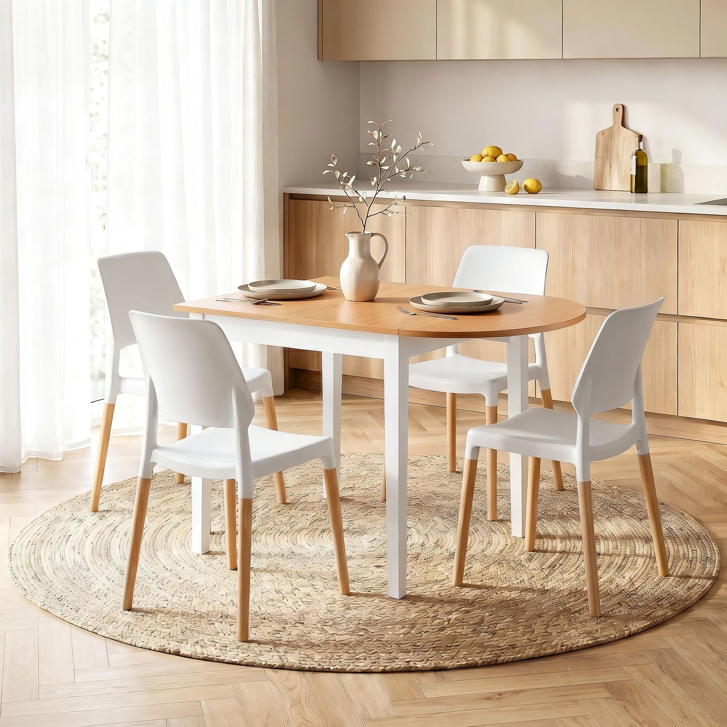 Drop-Leaf Dining Table 4 Chairs Set 5pc | HomeAndLiving