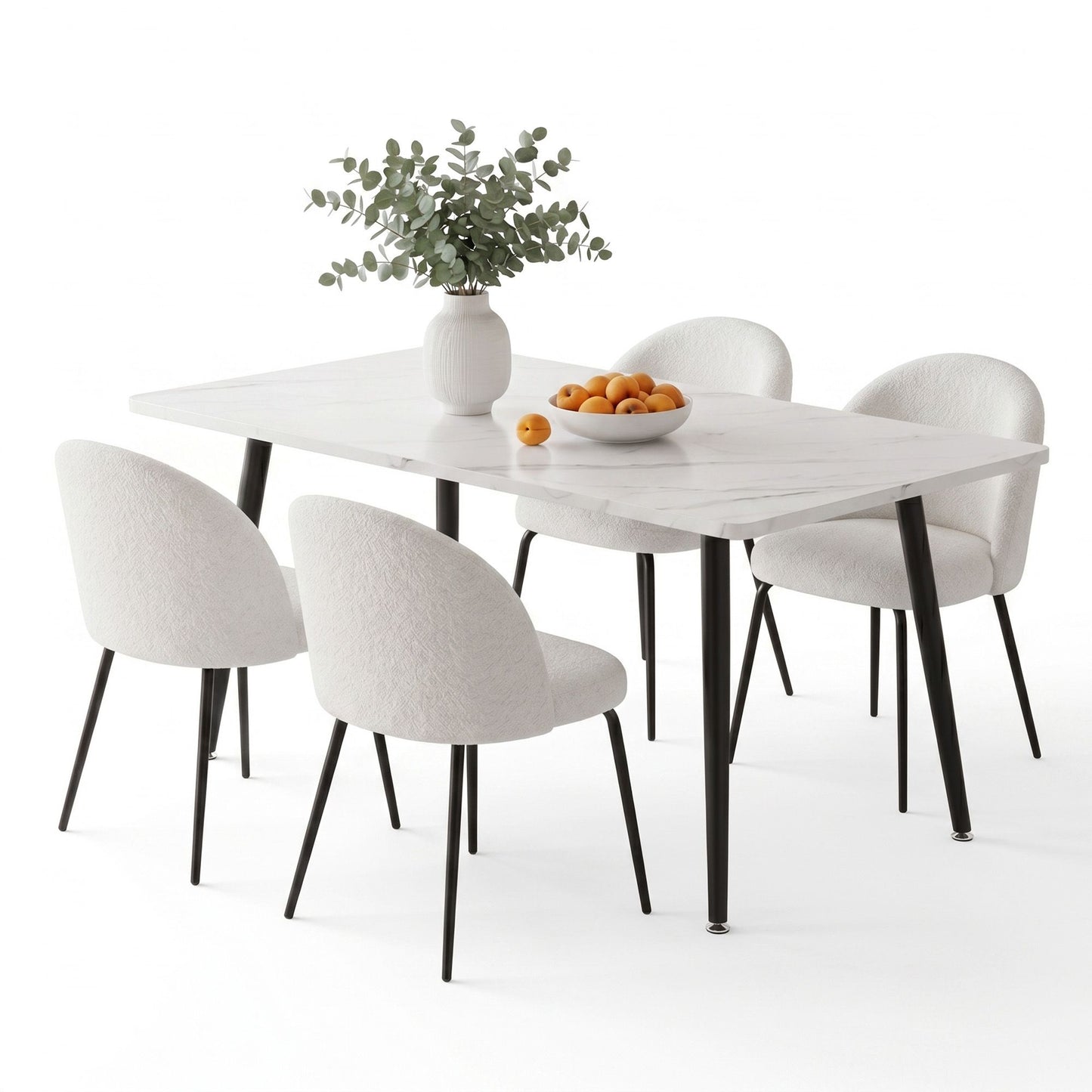 5-Piece Marble Dining Table Chair Set | HomeAndLiving - 2