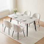 5-Piece Marble Dining Table Chair Set | HomeAndLiving