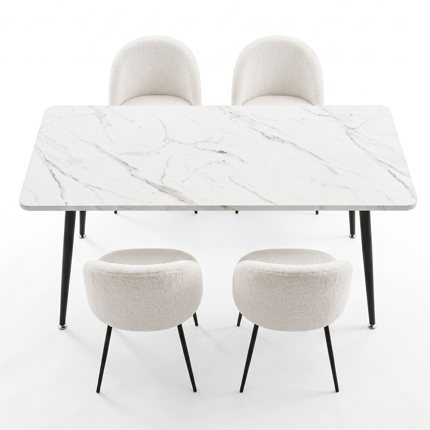 5-Piece Marble Dining Table Chair Set | HomeAndLiving - 3