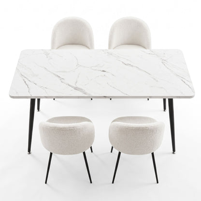 5-Piece Marble Dining Table Chair Set | HomeAndLiving - 3
