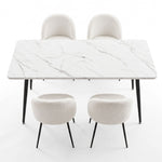 5-Piece Marble Dining Table Chair Set | HomeAndLiving
