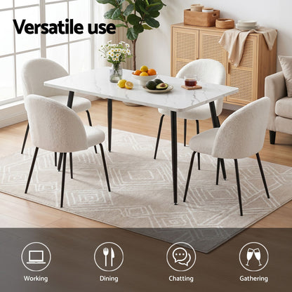 5-Piece Marble Dining Table Chair Set | HomeAndLiving - 4